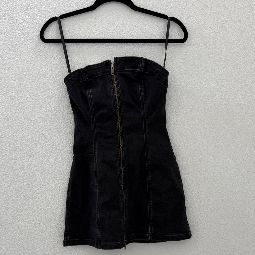 NWT AE Black Strapless Denim Dress